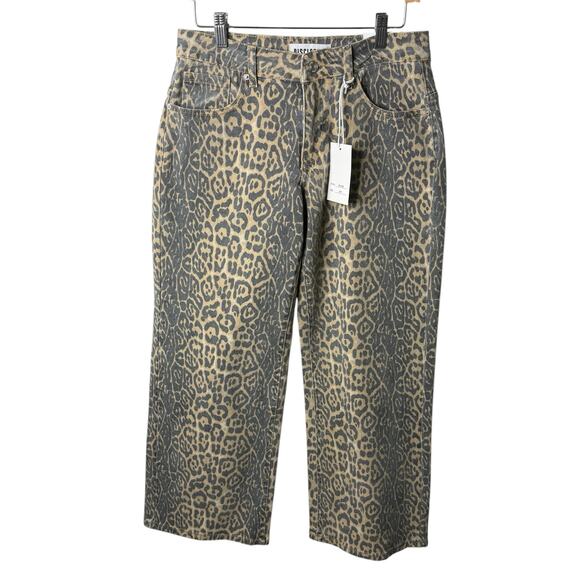 NEW Disclosure Leopard Print Jeans Women 30 Brown Gray Baggy Neutral Viral - Picture 1 of 8